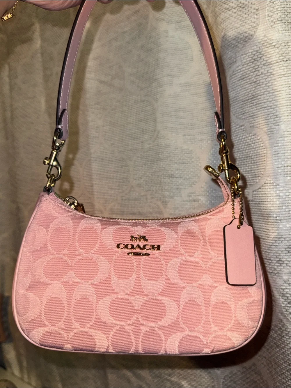 Coach Pink Signature denim Teri Mini Crossbody Bag